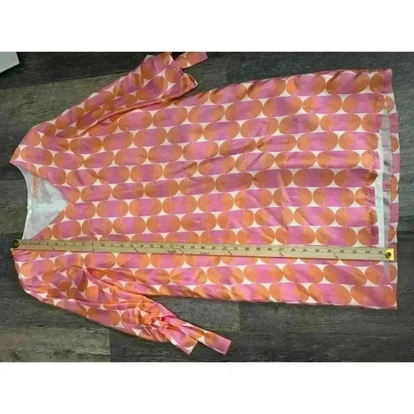 Vilagallo Arken Silk Dress Geometric Print V Neck Long Sleeve Mod Retro - Picture 8 of 12